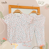  Bộ bé gái tay ngắn, quần lửng thun cotton jacquard in hoạ tiết hoa nhí dễ thương cho bé yêu BB-23BOBG026 - ECOBAMBI - 8935334001176 