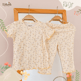  Bộ bé gái tay ngắn, quần lửng thun cotton jacquard in hoạ tiết hoa nhí dễ thương cho bé yêu BB-23BOBG026 - ECOBAMBI - 8935334001176 