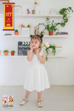  Đầm bé gái chéo lưng cotton thêu 