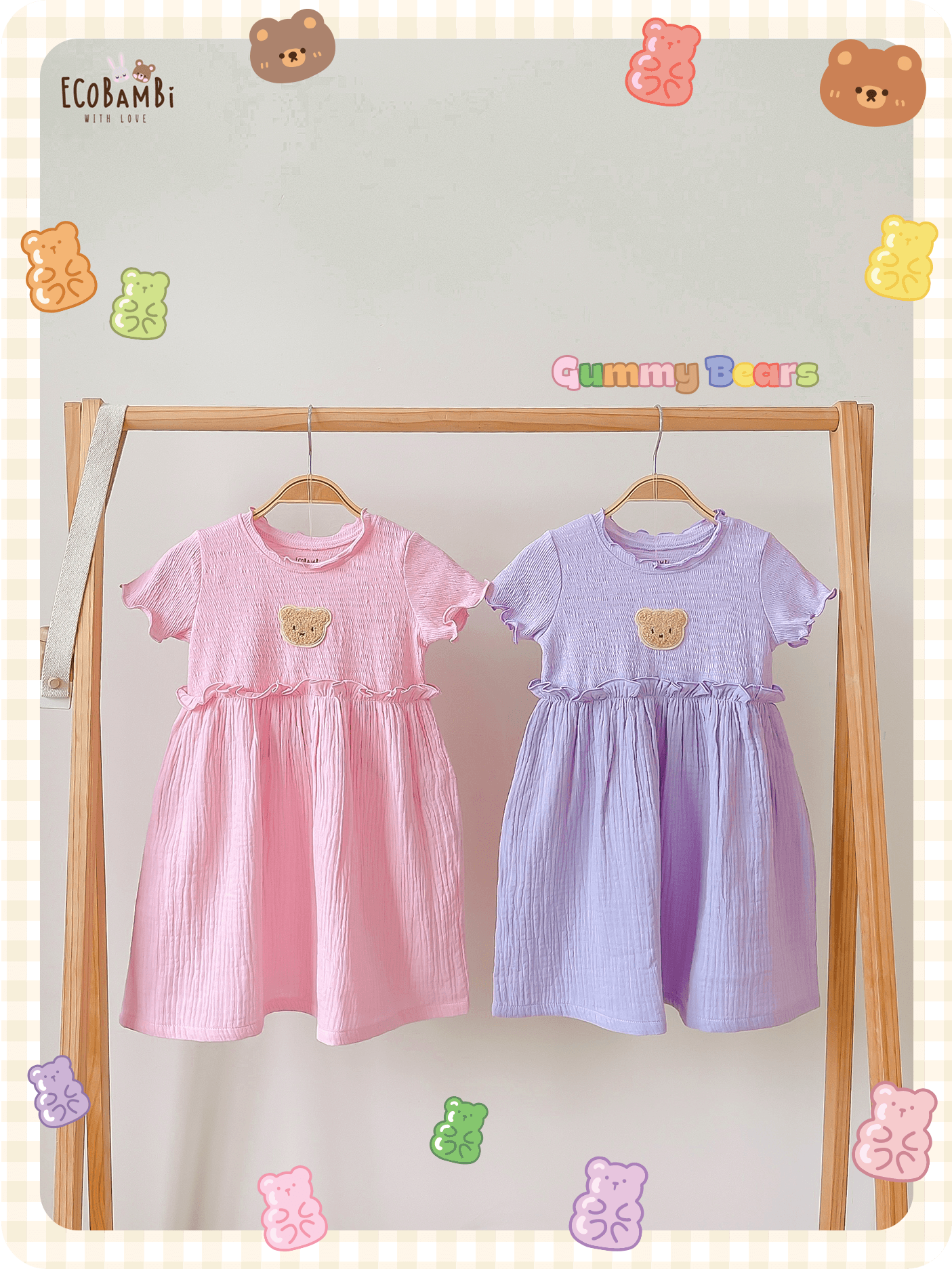  Đầm thun xốp phối muslin - BB-23DAMBG050 - 8935334001350 