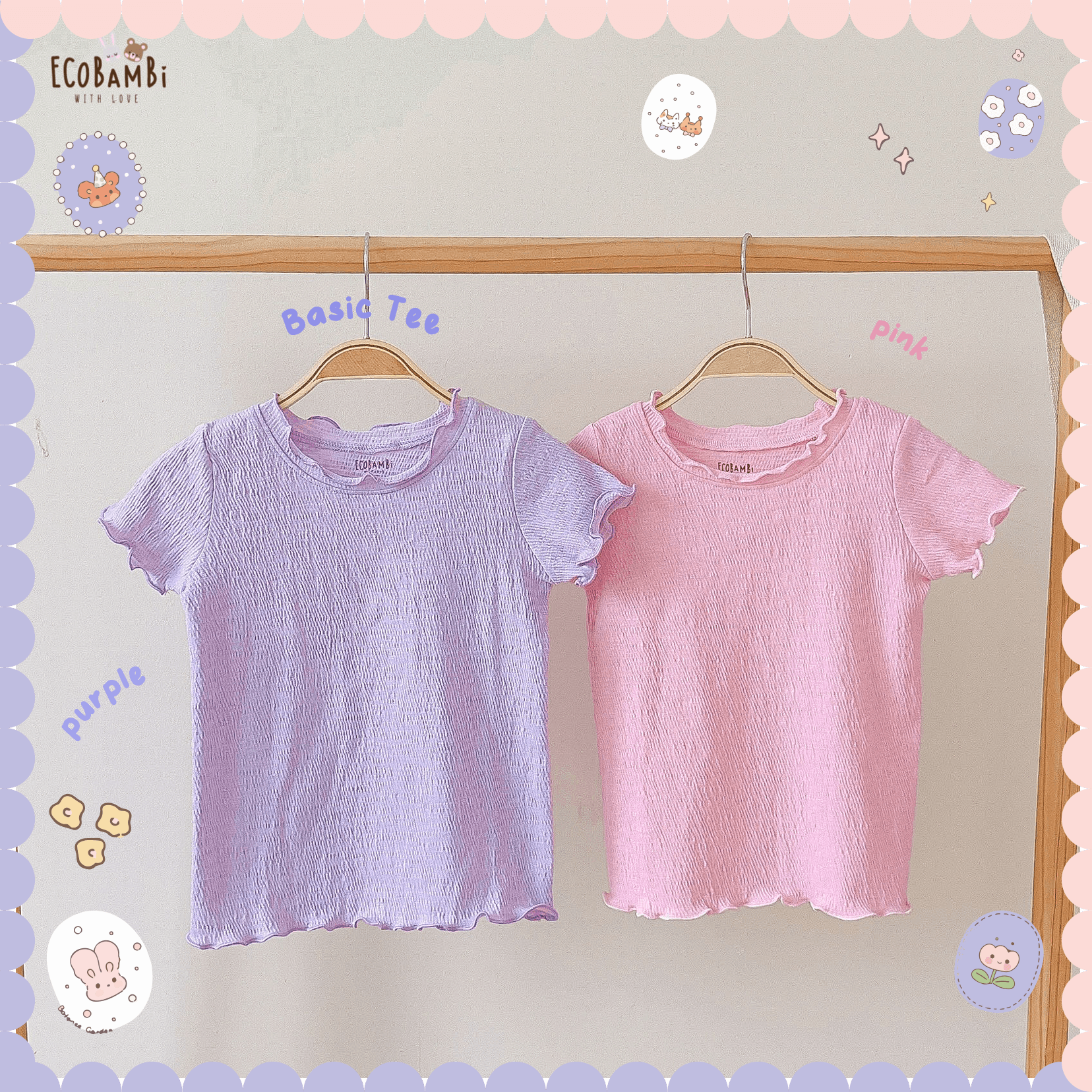  Áo thun tay ngắn - cổ bèo bé gái trơn - BB-23AOBG031 - 8935334001220 