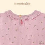  Bộ cotton thun Hàn kiểu dệt Jacquard tay ngắn cổ bèo quần lửng bé gái - 8935334000605 