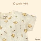  Bộ thun thông hơi cotton Hàn Quốc bé trai TAY NGẮN, QUẦN LỞ kiểu dệt Jacquard in hoạ tiết Gấu ECOBAMBI - 8935334000520 