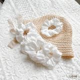  Scrunchies cotton thêu hoạ tiết - bản to 