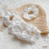  Scrunchies cotton thêu hoạ tiết - bản to 