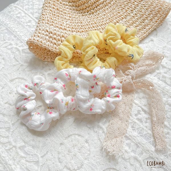  Scrunchies cotton in hoạ tiết - bản nhỏ 