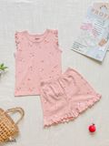  Bộ bé gái TAY CÁNH TIÊN thun thông hơi cotton Hàn Quốc, kiểu dệt jacquard in hoạ tiết dễ thương - 8935334000391 