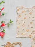  Bộ bé gái TAY CÁNH TIÊN thun thông hơi cotton Hàn Quốc, kiểu dệt jacquard in hoạ tiết dễ thương - 8935334000391 