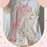  Bộ thun thông hơi 2 dây QUẦN NGẮN phong cách Hàn Quốc kiểu dệt jacquard in hoạ tiết Ecobambi 