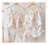  Bộ sát nách, QUẦN LỬNG cotton MUSLIN in hoạ tiết đáng yêu cho bé gái Ecobambi - BB-23BOBG007 - 8935334000964 