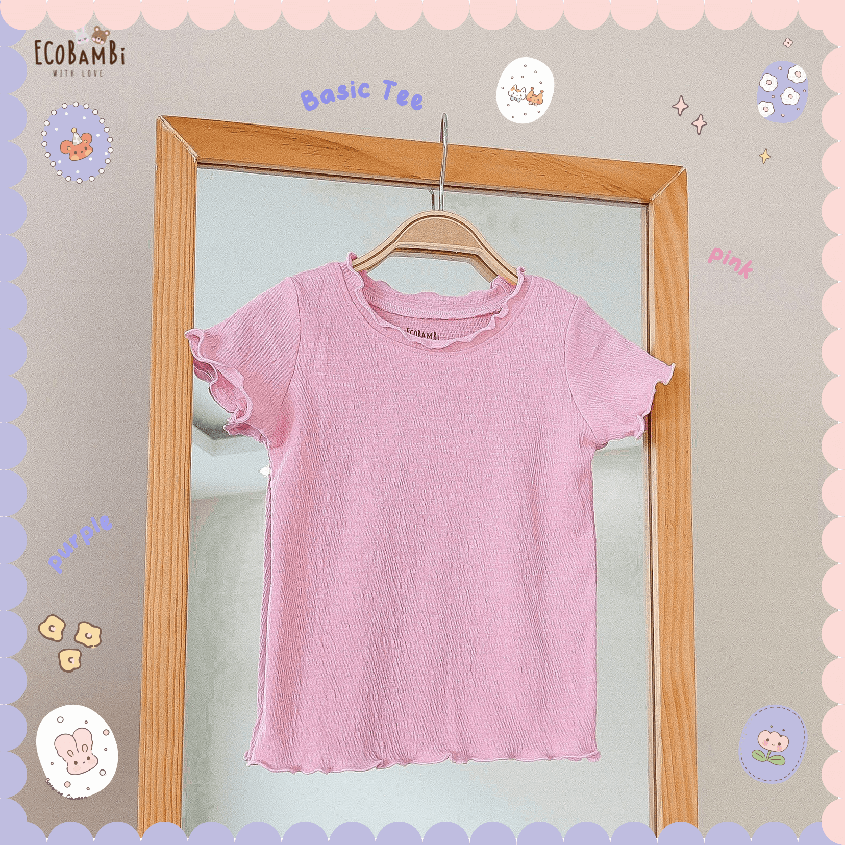  Áo thun tay ngắn - cổ bèo bé gái trơn - BB-23AOBG031 - 8935334001220 