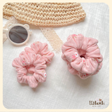  Scrunchies cotton thêu hoạ tiết - bản to 