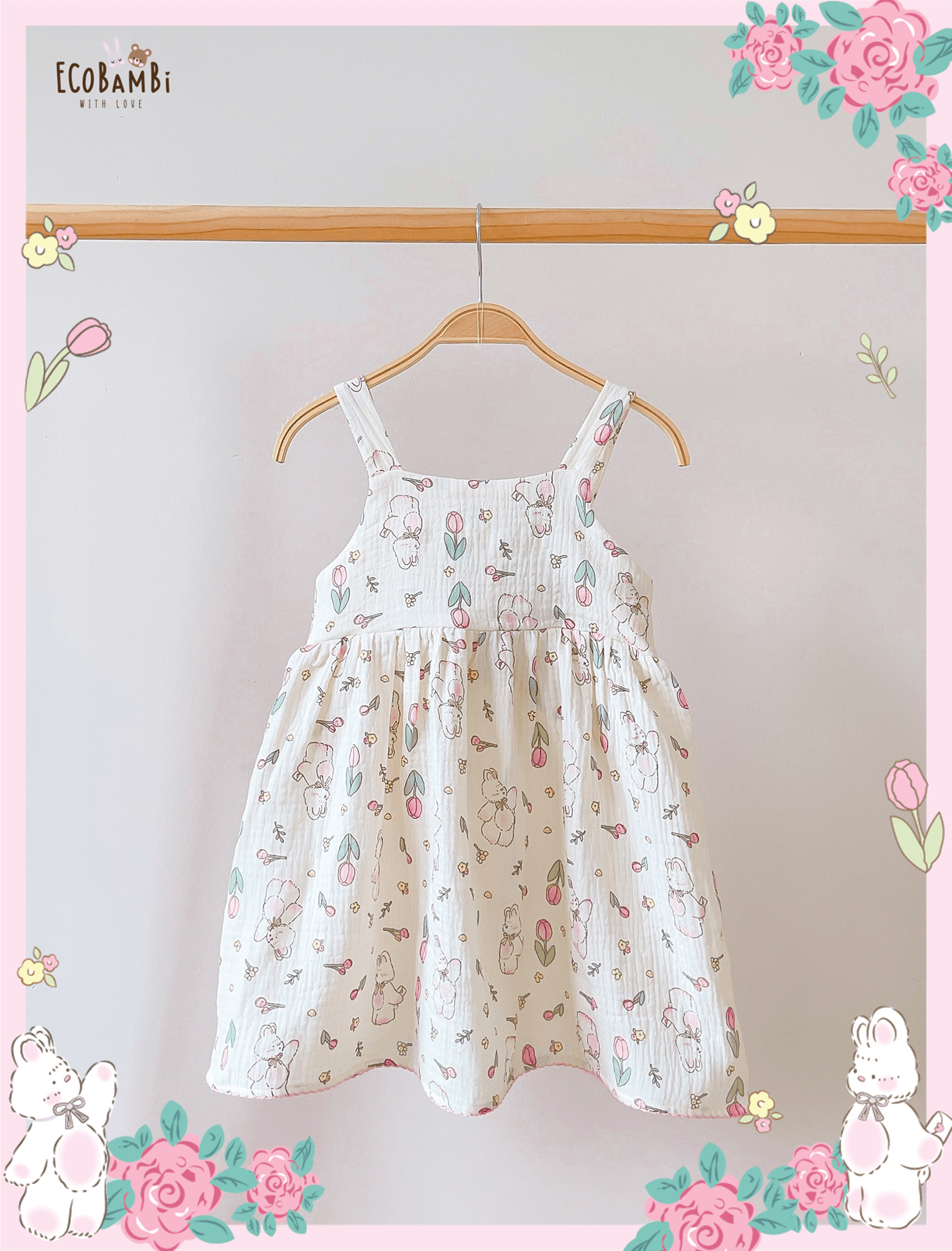  Đầm muslin dáng babydoll thắt nơ ở lưng bé gái - BB-23DAMBG035 - 8935334000988 