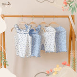  Bộ thun rib 2 dây viền bèo - quần lửng bé gái - BB-23BOBG044 - 8935334001275 