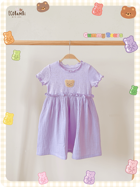  Đầm thun xốp phối muslin - BB-23DAMBG050 - 8935334001350 