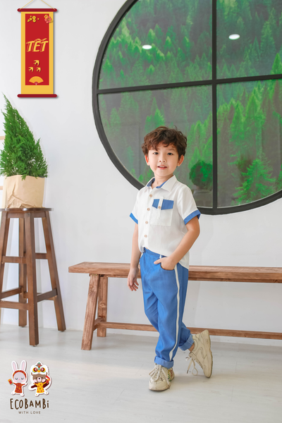  Quần bé trai dáng thể thao tencel denim 