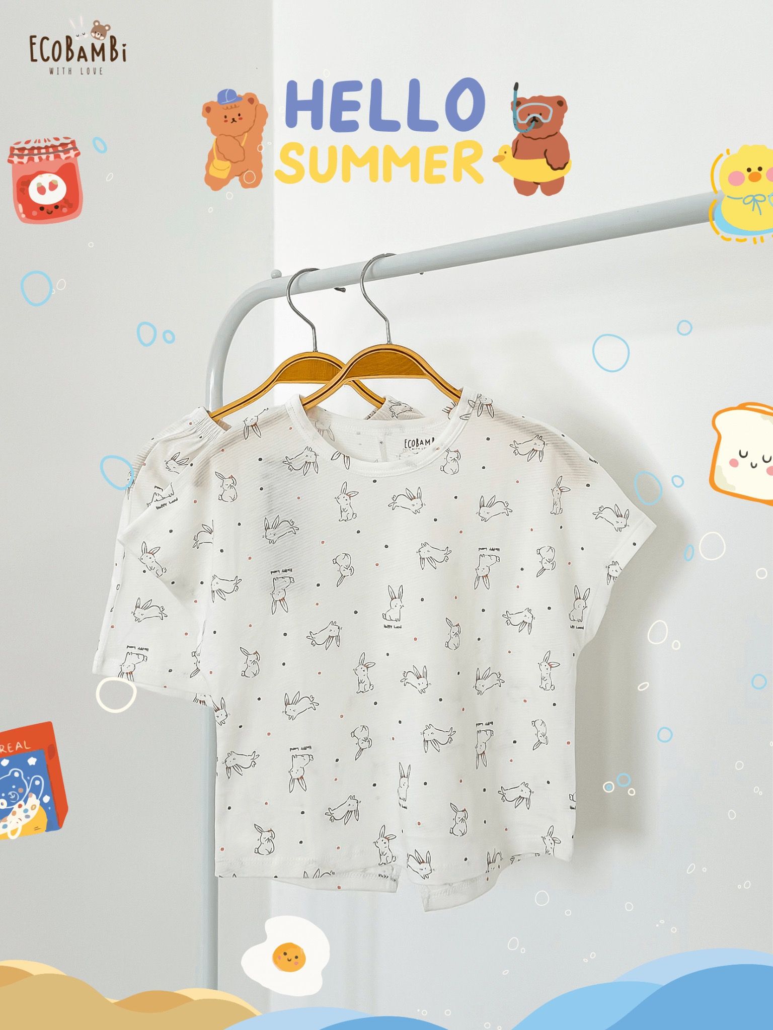  Bộ thun cánh dơi - quần shorts bé gái ECOBAMBI - BB-24BOBG003 - 8935334000933 