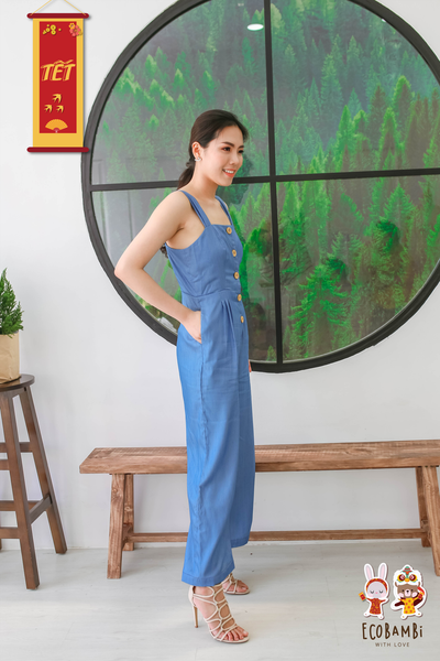  Jumpsuit dáng dài nữ tencel denim 