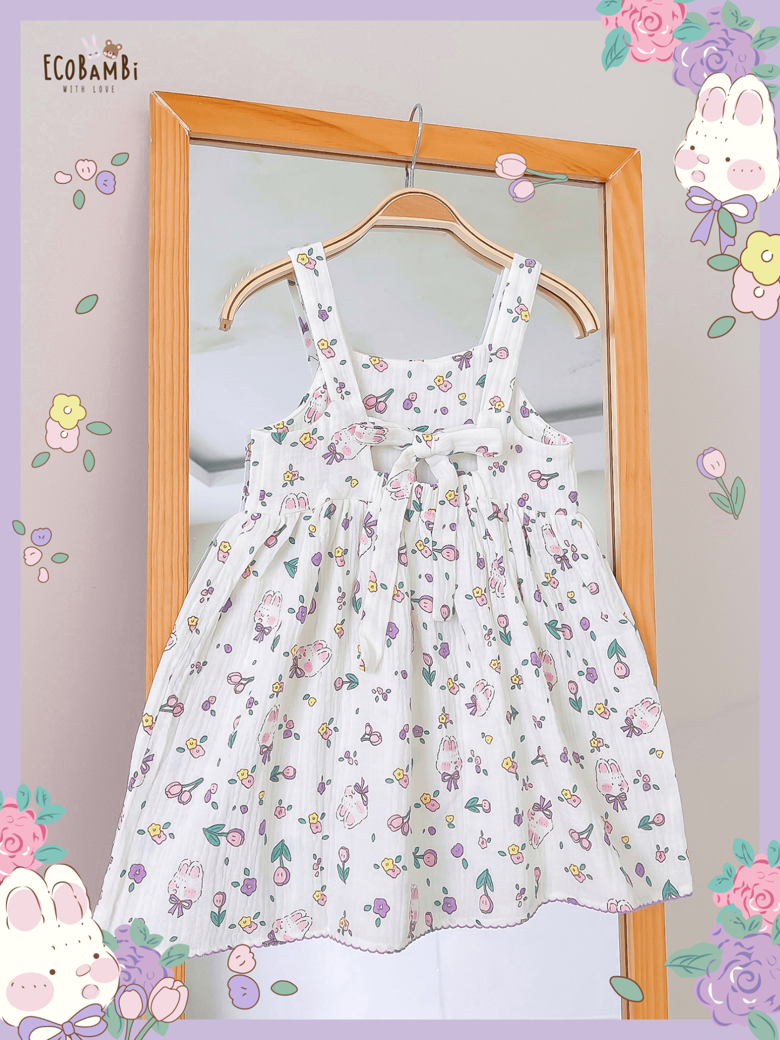  Đầm muslin dáng babydoll thắt nơ ở lưng bé gái - BB-23DAMBG035 - 8935334000988 