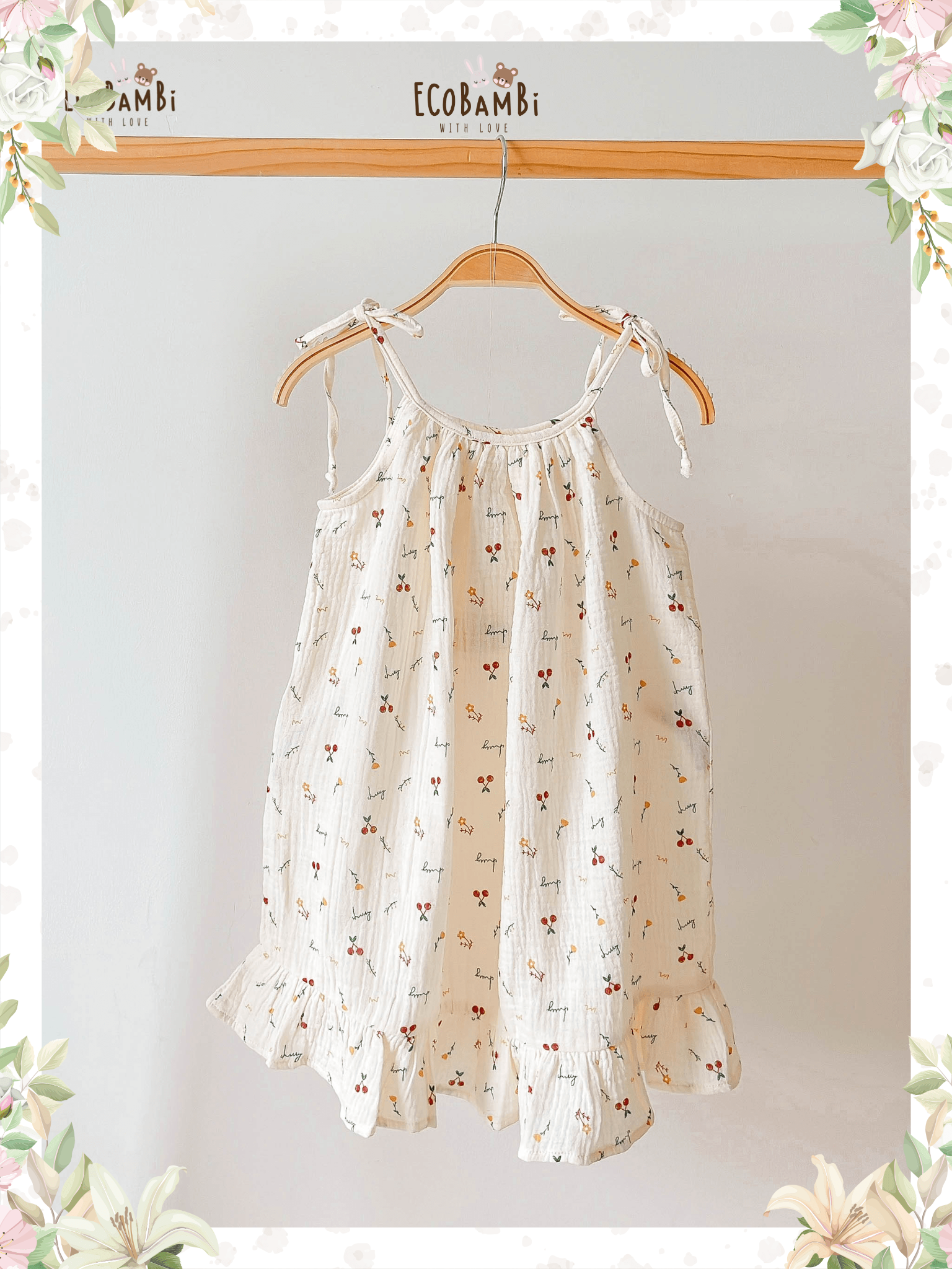  Đầm yếm muslin bé gái ECOBAMBI - BB-23DAMBG005 - 8935334000971 