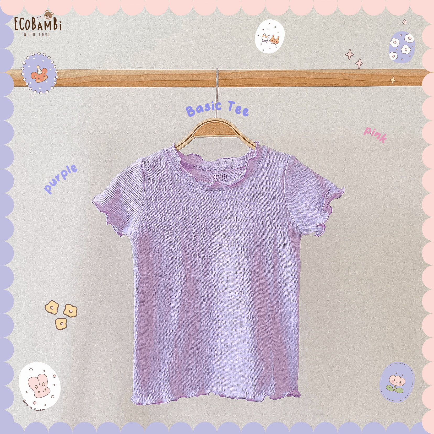  Áo thun tay ngắn - cổ bèo bé gái trơn - BB-23AOBG031 - 8935334001220 