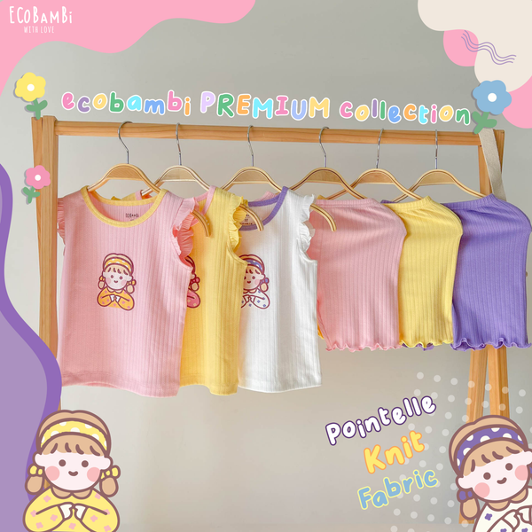  [PREMIUM] Bộ cánh tiên bé gái chất liệu thun Pointelle dệt hoa nổi cao cấp in họa tiết đáng yêu ECOBAMBI 