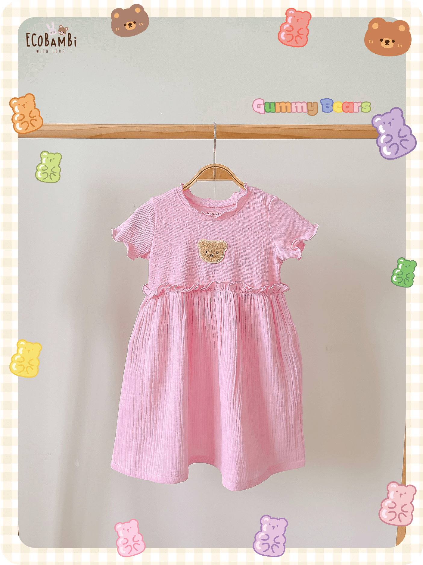 Đầm thun xốp phối muslin - BB-23DAMBG050 - 8935334001350 