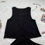  Bộ mặc nhà thun gân lạnh cotton sát nách, có xẻ lưng quyến rũ cho nữ - 8935334000711 