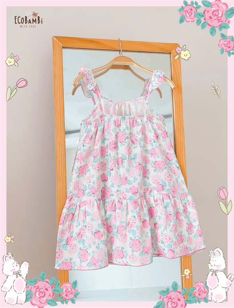 Đầm muslin 2 dây phối cánh tiên bé gái - BB-23DAMBG034 - 8935334001299 