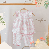  Bộ bé gái tay cánh tiên, quần lửng thun waffle in hoạ tiết hoa nhí dễ thương cho bé yêu - BB-23BOBG022 -  ECOBAMBI 