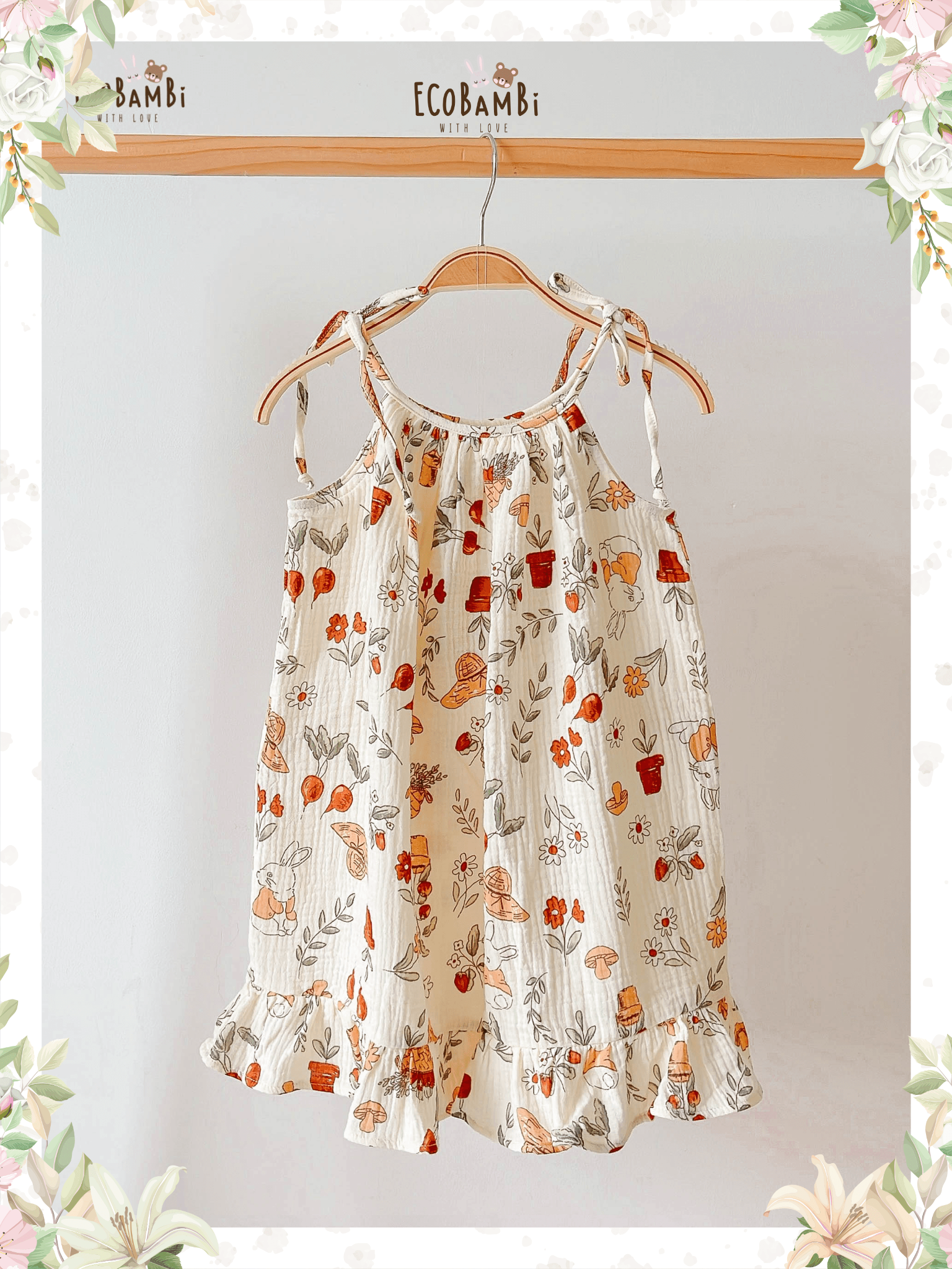  Đầm yếm muslin bé gái ECOBAMBI - BB-23DAMBG005 - 8935334000971 