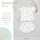  Bộ thun cotton Hàn bé gái tay ngắn kiểu dệt jacquard hoa nhí Ecobambi 
