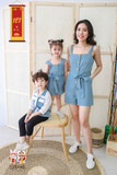  Jumpsuit shorts nữ tencel xanh pastel 