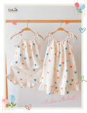  Bộ 2 dây CỔ YẾM, quần short cotton muslin in hoạ tiết đáng yêu cho bé gái Ecobambi - BB-23BOBG006 - 8935334000957 