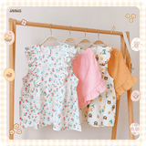  Bộ nữ 2 tay bèo cánh tiên, quần short cotton muslin, có in hoạ tiết đáng yêu Innies - IN-23BONU015 - 8935334001268 