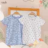  Áo thun tay ngắn - cổ bèo bé gái họa tiết hoa nhí - BB-23AOBG031 - 8935334001220 