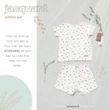  Bộ thun cotton Hàn bé gái tay ngắn kiểu dệt jacquard hoa nhí Ecobambi 