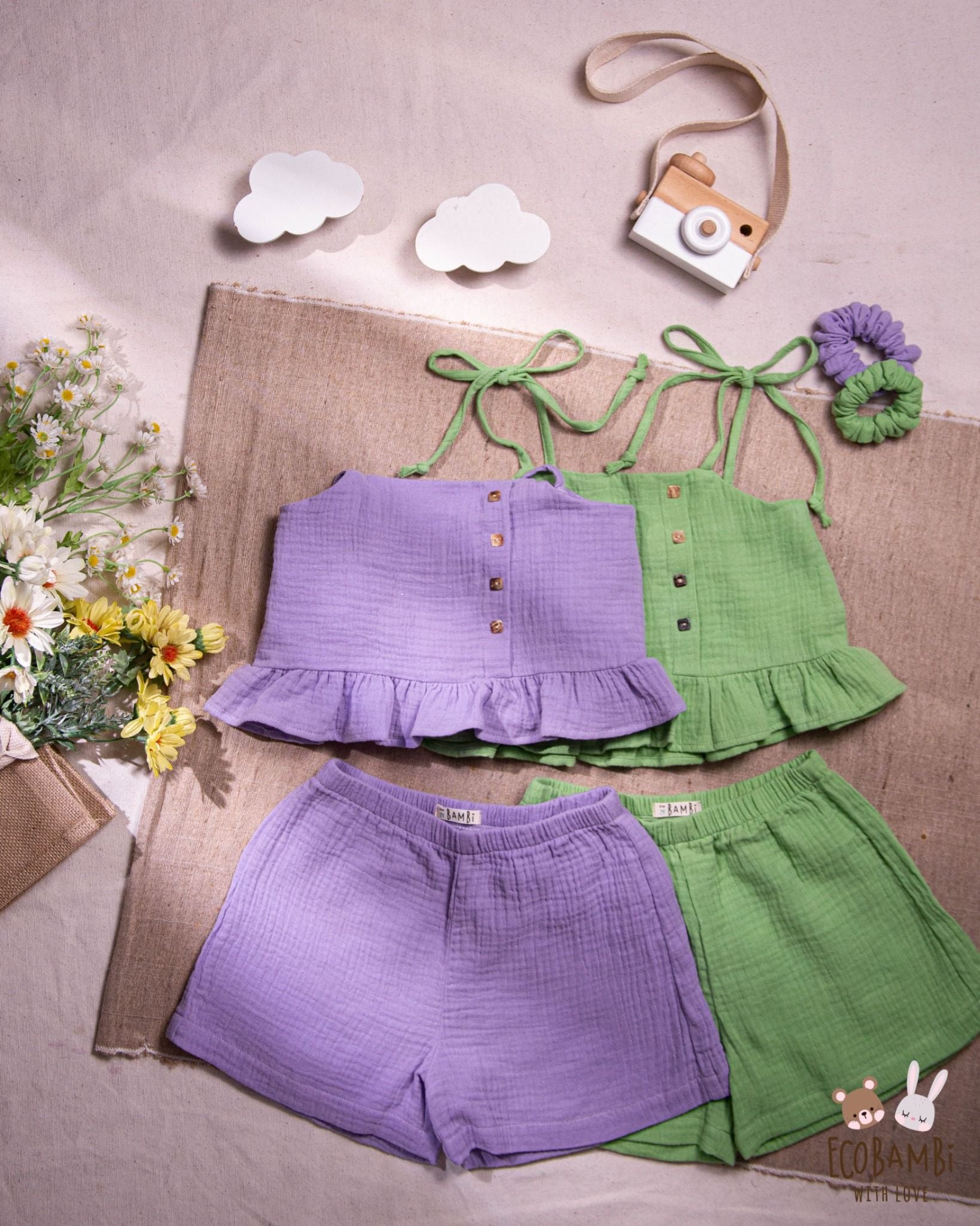  Set bé gái Blooming cotton bubble 