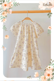  Đầm cotton muslin hoa cỏ mùa xuân dáng tay phồng - BB-23DAMBG002 - 8935334000148 