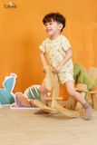  Bộ thun thông hơi cotton Hàn Quốc bé trai TAY NGẮN, QUẦN LỞ kiểu dệt Jacquard in hoạ tiết Gấu ECOBAMBI - 8935334000520 