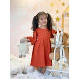  Đầm linen xẻ lưng V bé gái 