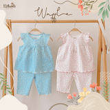  Bộ bé gái tay cánh tiên, quần lửng thun waffle in hoạ tiết hoa nhí dễ thương cho bé yêu - BB-23BOBG022 -  ECOBAMBI 