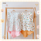  Bộ nữ 2 tay bèo cánh tiên, quần short cotton muslin, có in hoạ tiết đáng yêu Innies - IN-23BONU015 - 8935334001268 