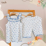  Bộ thun rib 2 dây viền bèo - quần lửng bé gái - BB-23BOBG044 - 8935334001275 