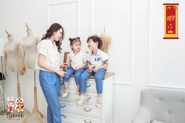 Quần bé trai ráp gối tencel denim 