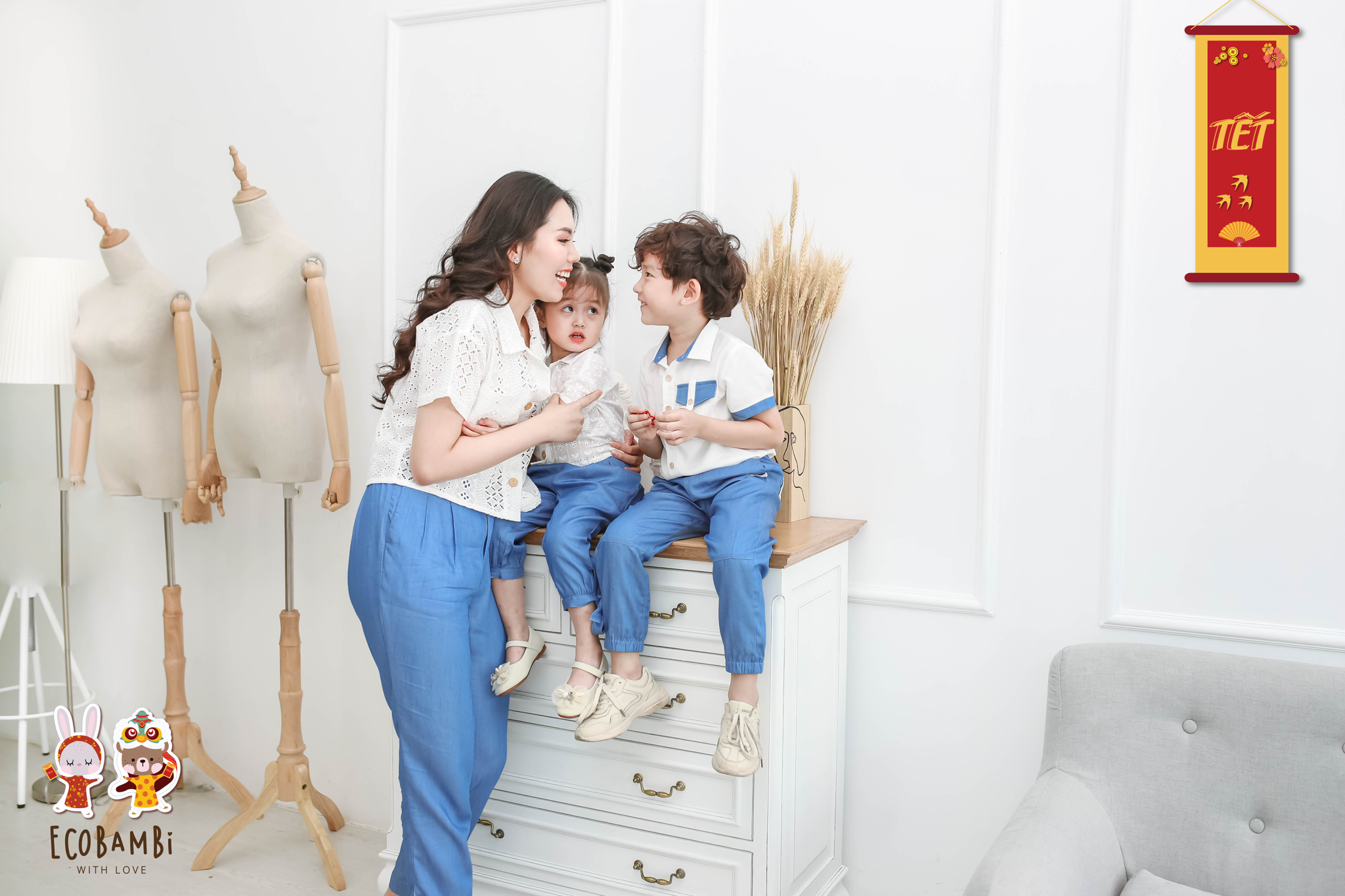 Quần baggy bé gái tencel denim 