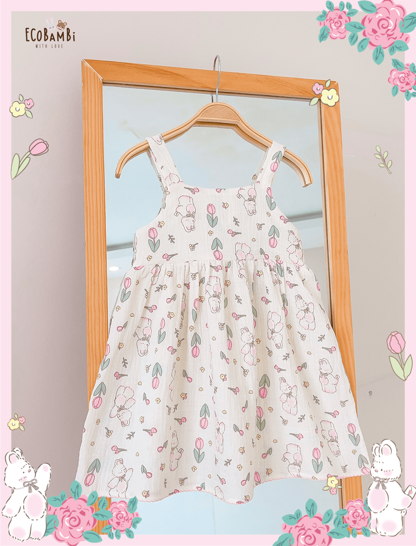  Đầm muslin dáng babydoll thắt nơ ở lưng bé gái - BB-23DAMBG035 - 8935334000988 