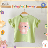  Áo thun tay ngắn viền bèo bé gái ECOBAMBI -  BB-23AOBG009 - 8935334001015 