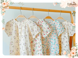  Đầm cotton muslin hoa cỏ mùa xuân dáng tay phồng - BB-23DAMBG002 - 8935334000148 
