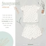  Bộ thun cotton Hàn bé gái tay ngắn kiểu dệt jacquard hoa nhí Ecobambi 